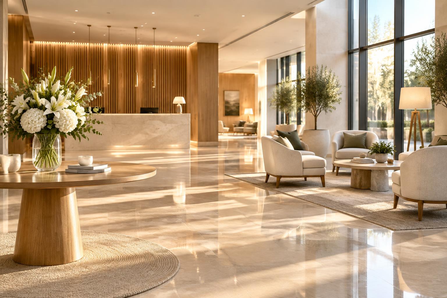 Skinande ren hotelllobby